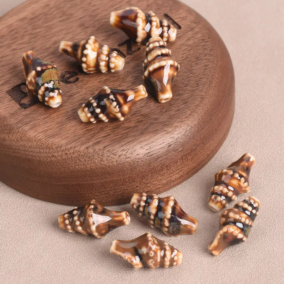 Ocean Conch Beads - Colorful Ceramic for Jewelry Making