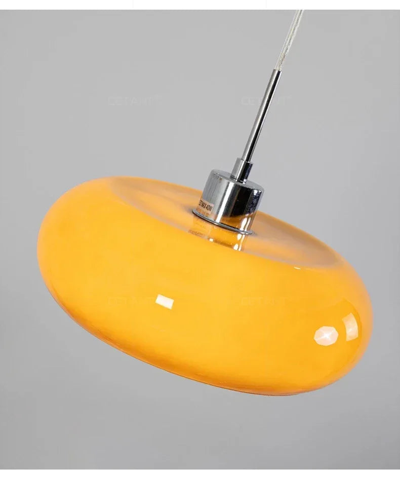 Orange Bauhaus Pendant Light | Glass & Steel