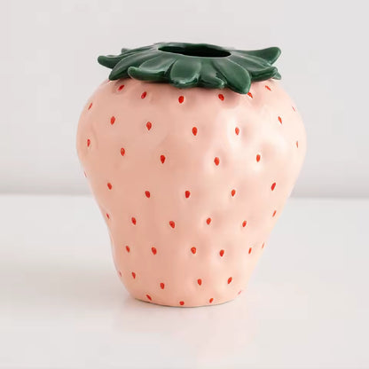 Strawberry Ceramic Vase | Fruit Home Decor