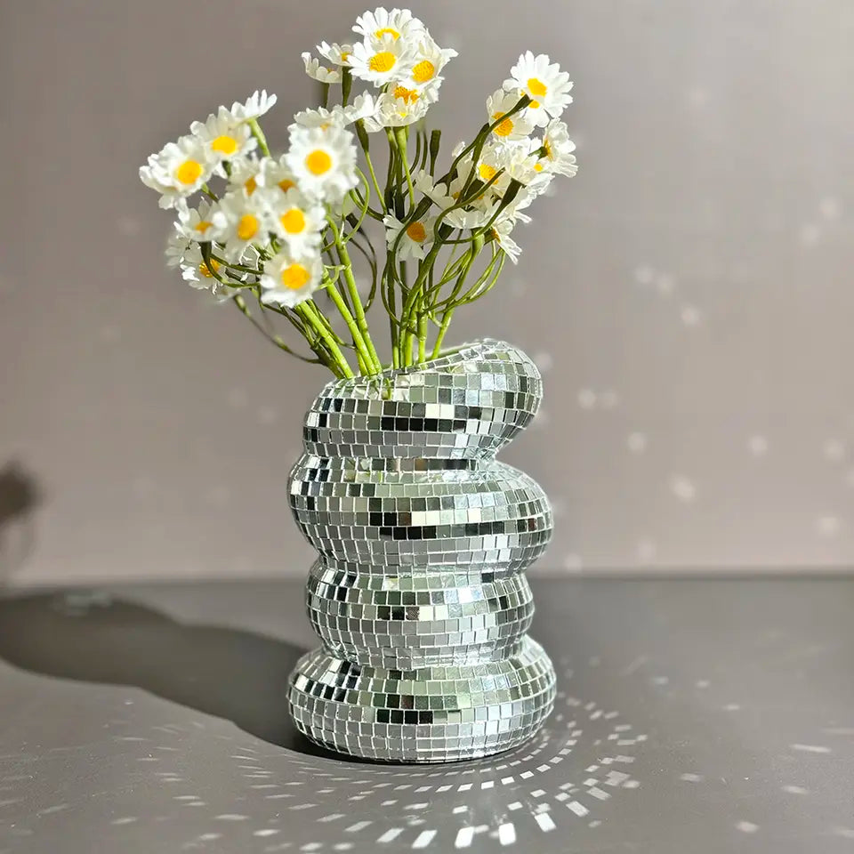 Disco Ball Vase – Glamorous Mirrored Decor for Flowers