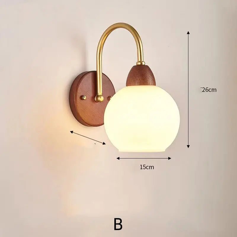 Modern Wooden Wall Lamp – LED Bedside Reading Light