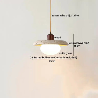 IWHD Cave Stone LED Pendant Lights Fixtures Yellow Travertine Restaurant Bedroom Living Room Modern Hanging Lamp Chandelier
