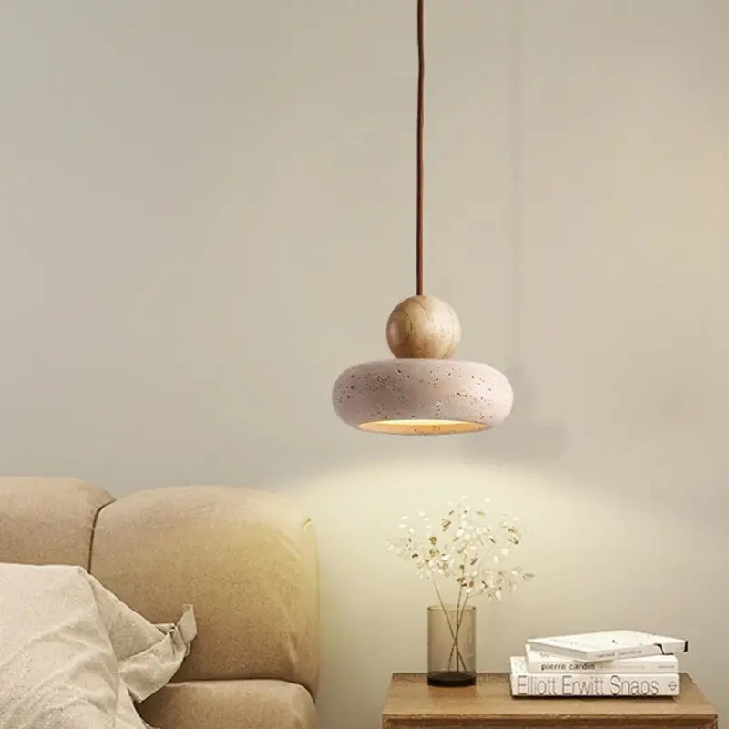 Modern Yellow Travertine Led Pendant Light For Bedroom And Restaurant.
