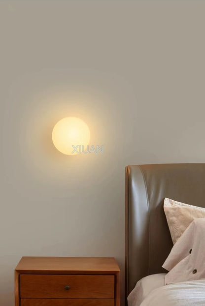 Ball Wall Light for Bedside | Milky White Round