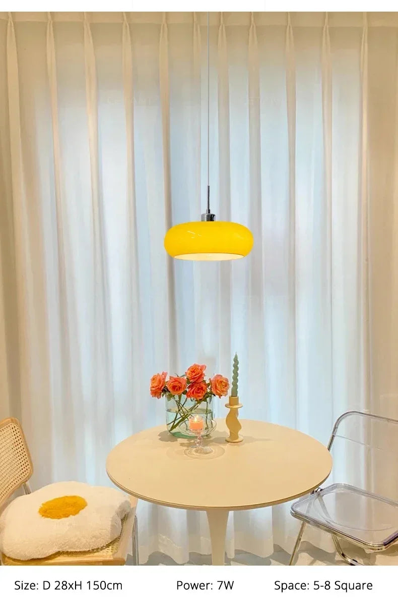 Orange Bauhaus Pendant Light | Glass & Steel