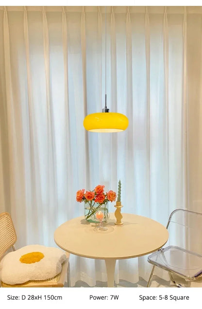 Orange Bauhaus Pendant Light | Glass & Steel