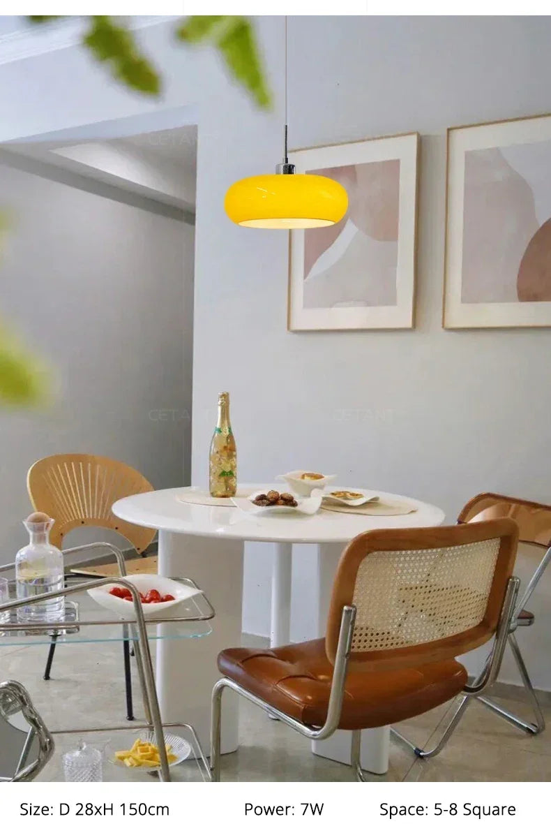 Orange Bauhaus Pendant Light | Glass & Steel