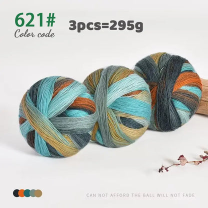 Rainbow Gradient Yarn - 295g Colorful Wool for Knitting