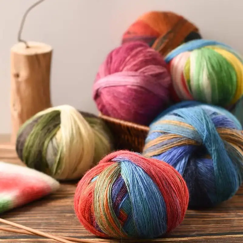 Rainbow Gradient Yarn - 295g Colorful Wool for Knitting