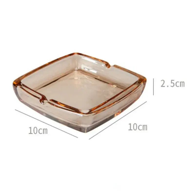 Square Glass Ashtray - Windproof Design for Home & Bar