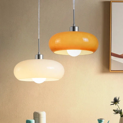 Orange Bauhaus Pendant Light | Glass & Steel