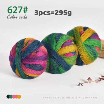 Rainbow Gradient Yarn - 295g Colorful Wool for Knitting