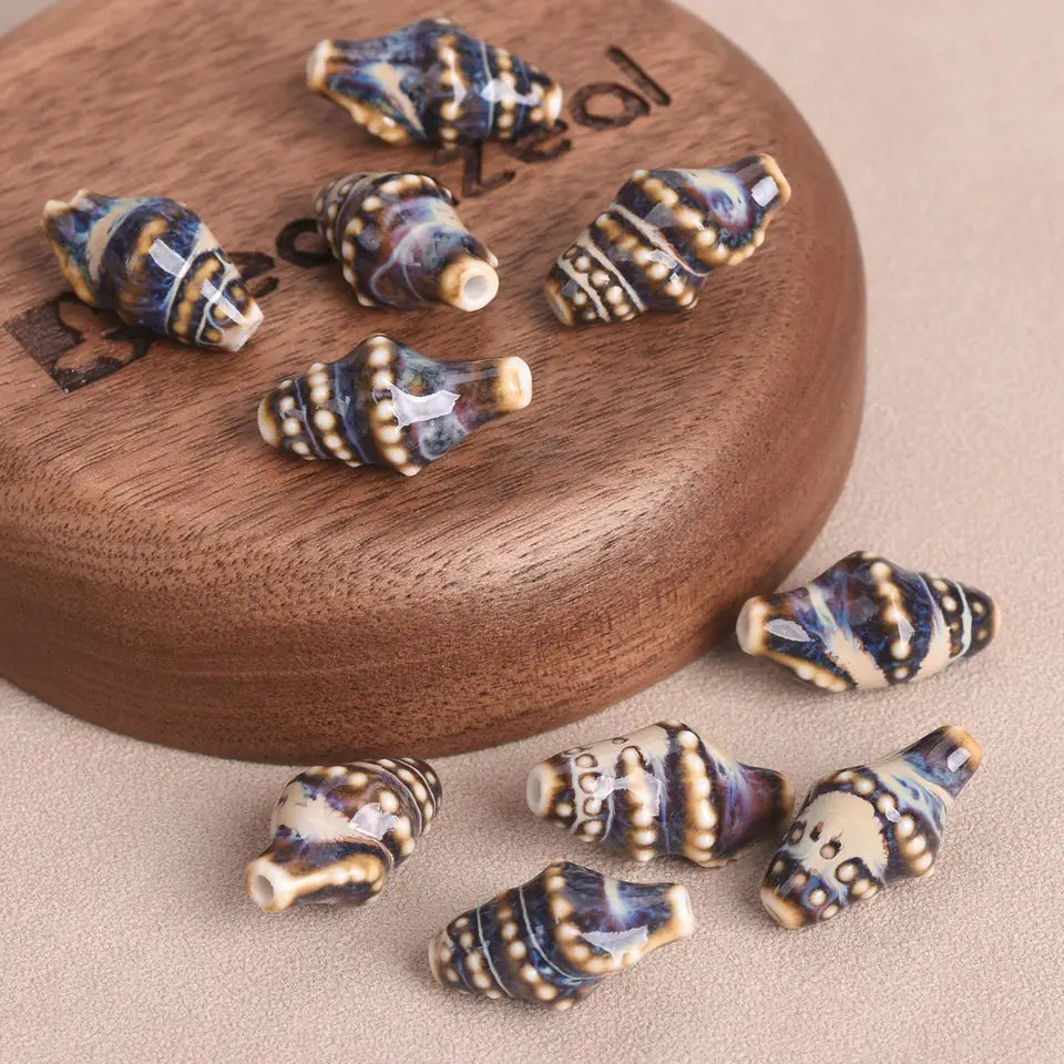 Ocean Conch Beads - Colorful Ceramic for Jewelry Making