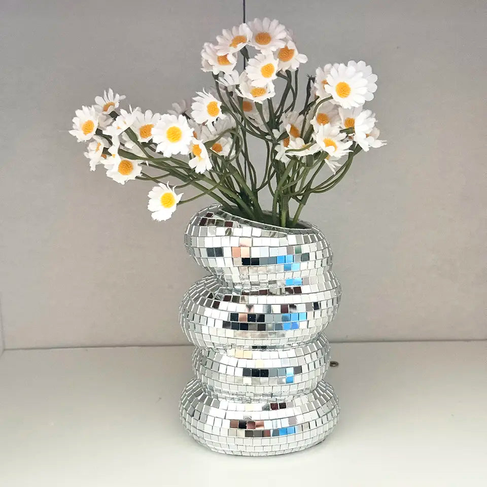 Disco Ball Vase – Glamorous Mirrored Decor for Flowers