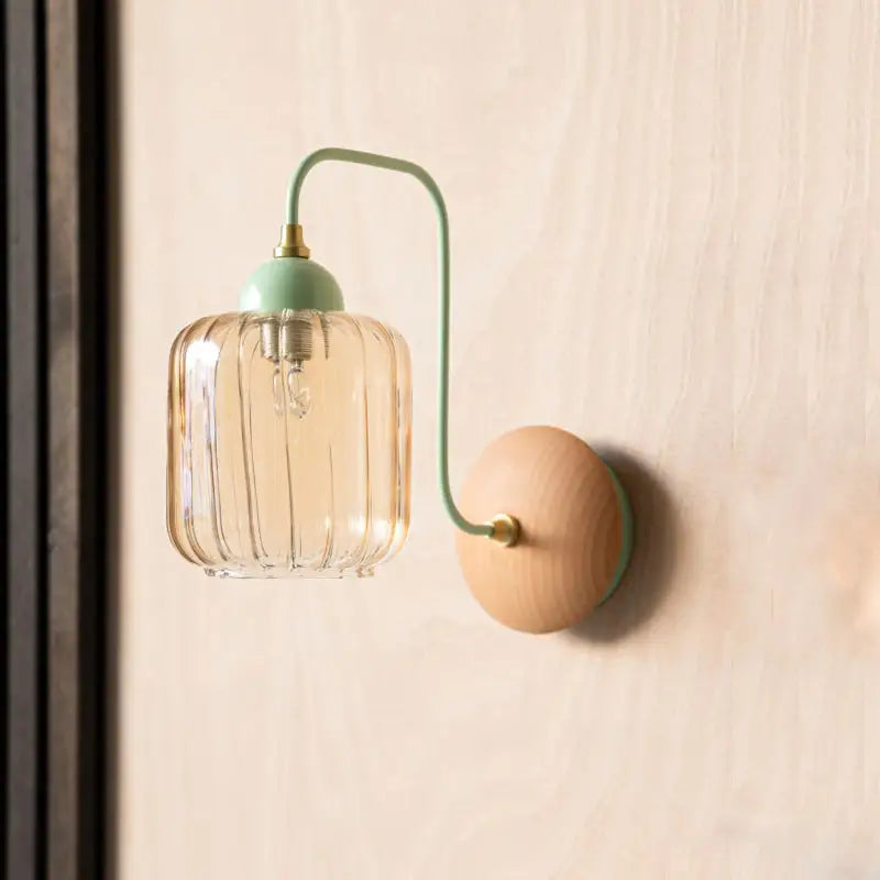 Nordic Amber Glass Wall Lamp - Stylish Bedroom Lighting