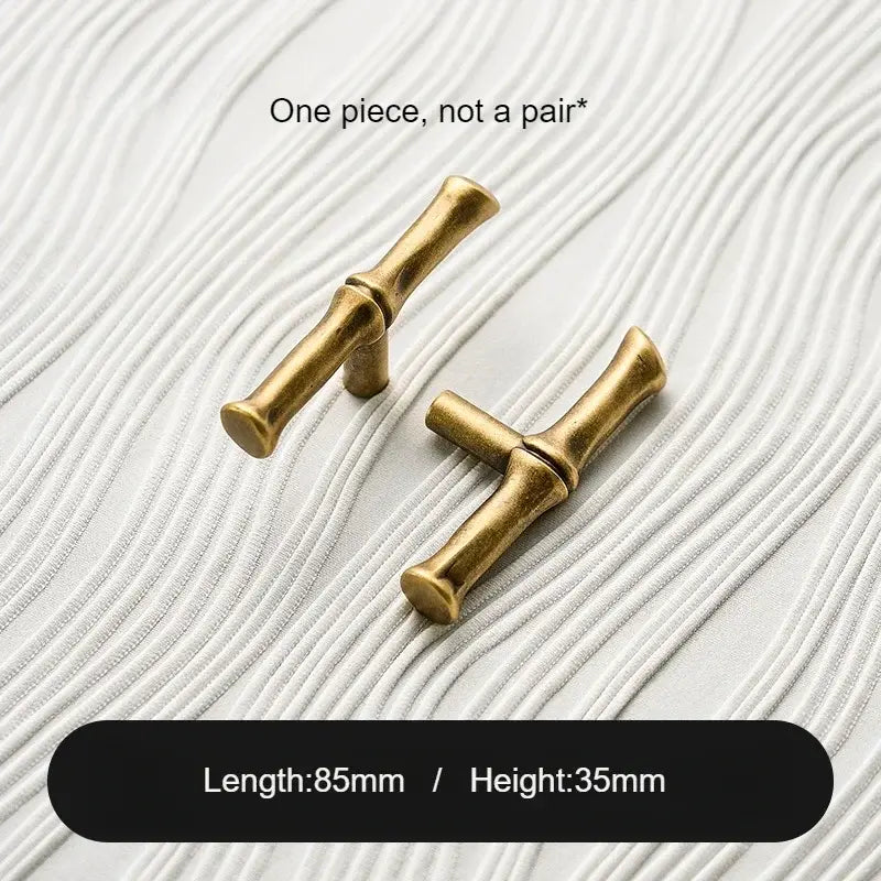 Satin Brass Cabinet Handle – Bamboo Design, Modern Upgrade