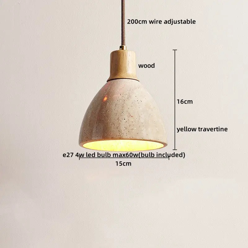 IWHD Cave Stone LED Pendant Lights Fixtures Yellow Travertine Restaurant Bedroom Living Room Modern Hanging Lamp Chandelier