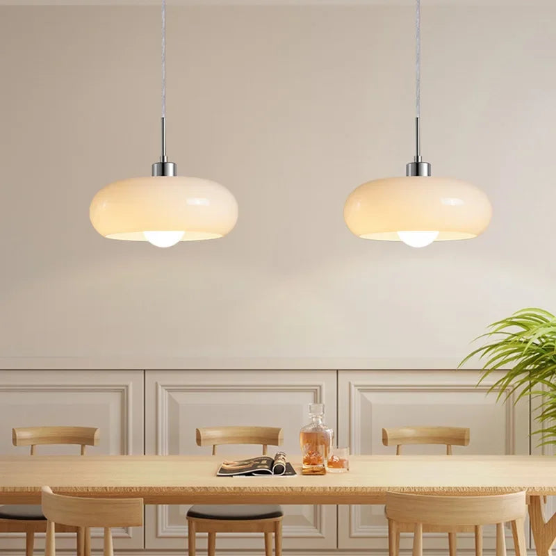 Orange Bauhaus Pendant Light | Glass & Steel