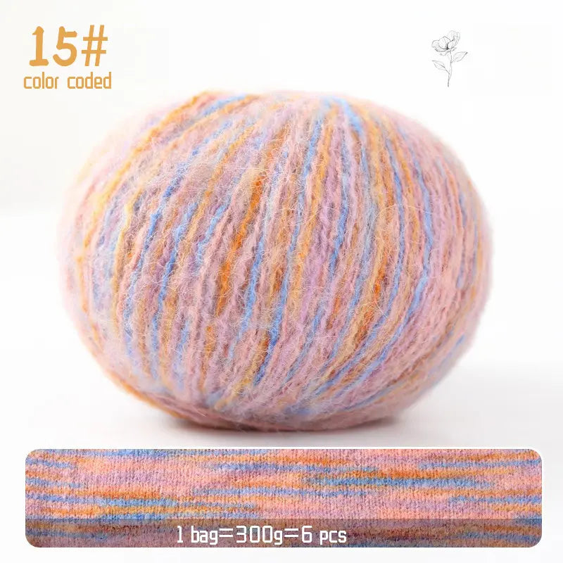 Gradient Mohair Yarn - 300g Colorful Blend for Knitting
