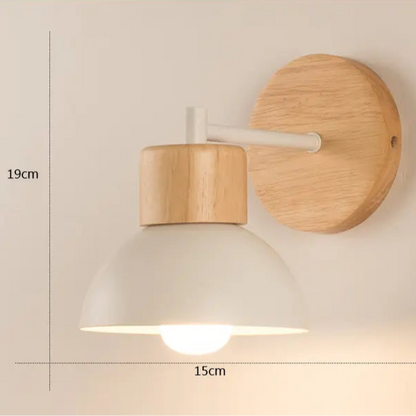 Nordic Wood Wall Sconce - LED & Warm Light for Bedroom