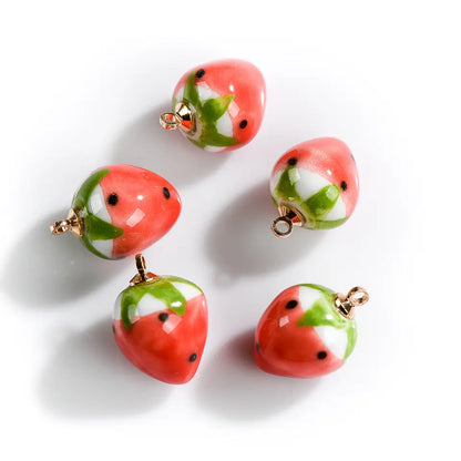 Strawberry Ceramic Beads - Retro Jewelry Pendant
