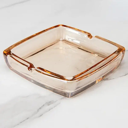 Square Glass Ashtray - Windproof Design for Home & Bar
