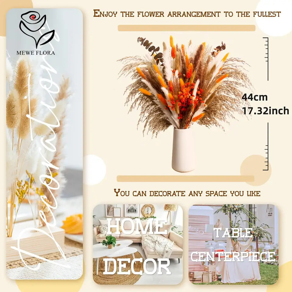 Dried Pampas Grass Bouquet - Autumn Rustic Home Decor