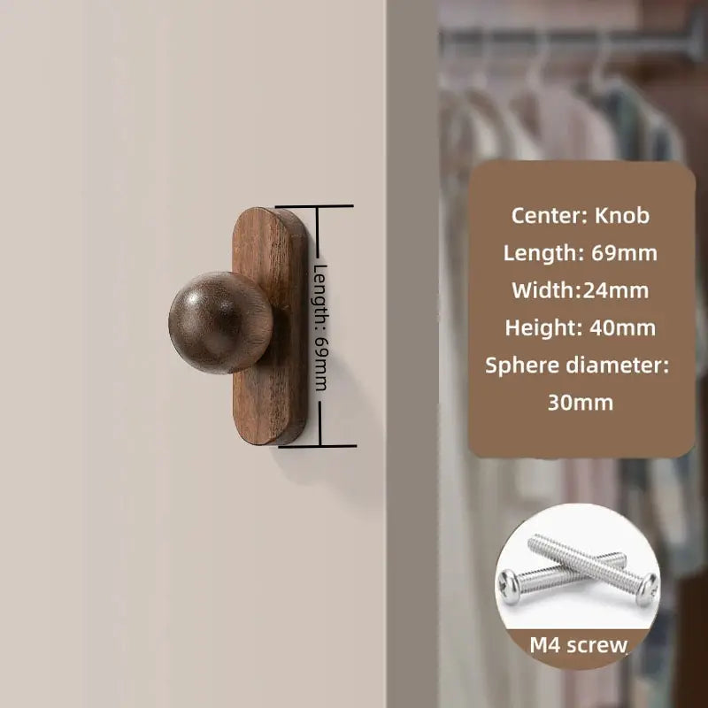 Walnut Cabinet Knobs – Minimalist Round Drawer Pulls