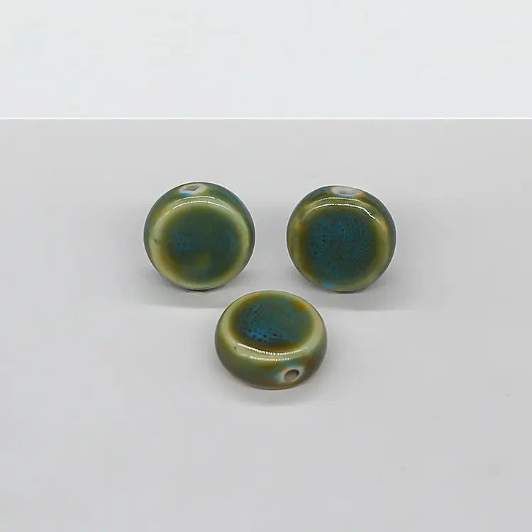Ceramic Spacer Beads - 15x7mm Round Porcelain for Jewelry