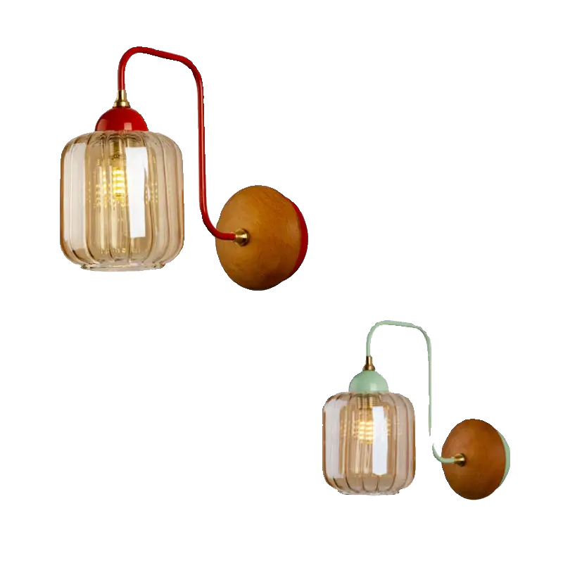 Nordic Amber Glass Wall Lamp - Stylish Bedroom Lighting