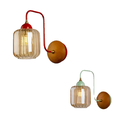 Nordic Amber Glass Wall Lamp - Stylish Bedroom Lighting
