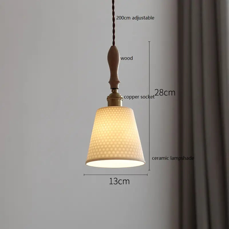 IWHD Schmetterling Keramik LED Pendelleuchte neben Holzgriff Kupfer Sockel Home Decor Schlafzimmer Esszimmer Wohnzimmer Licht Hängelampe