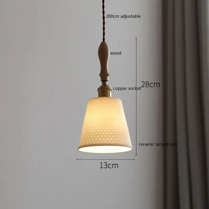 IWHD Schmetterling Keramik LED Pendelleuchte neben Holzgriff Kupfer Sockel Home Decor Schlafzimmer Esszimmer Wohnzimmer Licht Hängelampe
