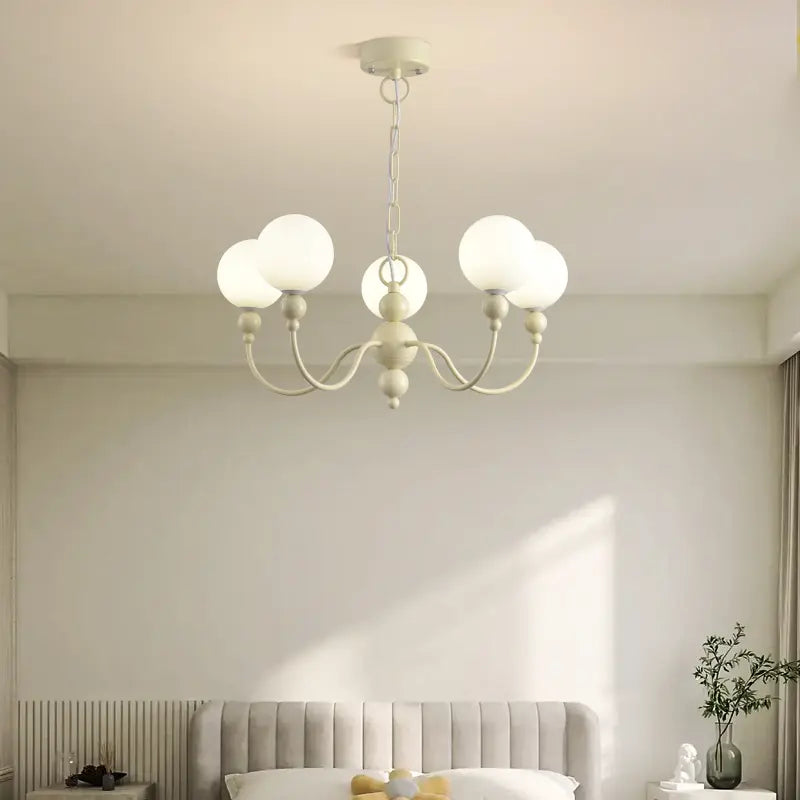 Cream Glass Chandelier - Modern Pendant Light for Any Room