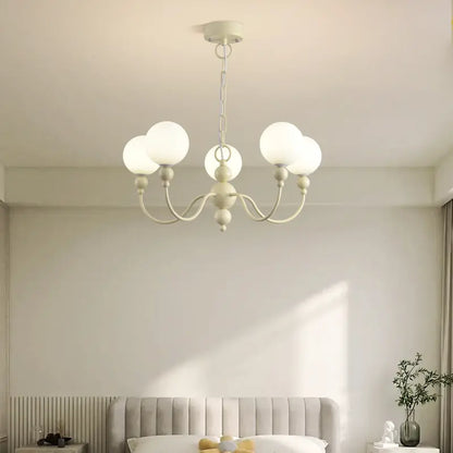 Cream Glass Chandelier - Modern Pendant Light for Any Room