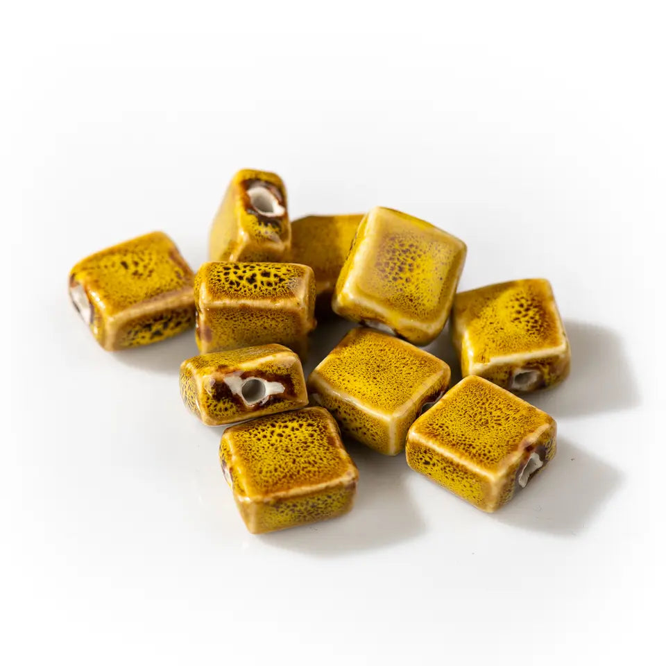 Pink Ceramic Square Beads – Handmade Jewelry Making Supplies