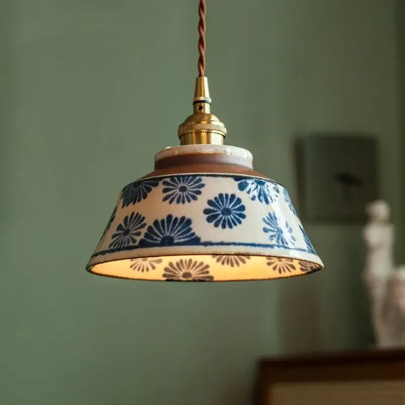 Retro Bowl Chandelier – Ceramic Pendant Light for Kitchen