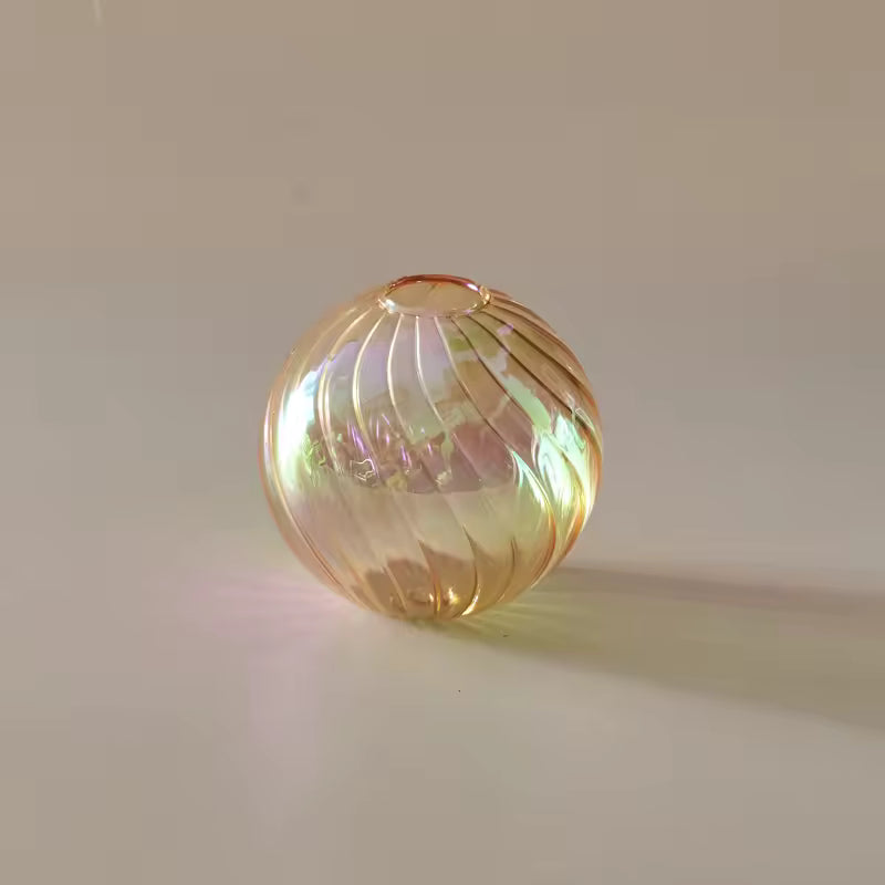 Iridescent Glass Vase - Modern Ball Vase Home Decor