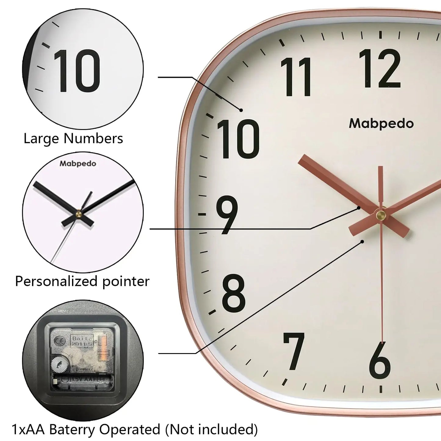 Square Quartz Wall Clock – Modern Beige Design | sitezone test 02