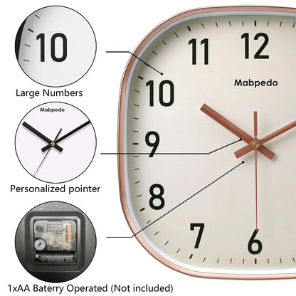 Square Quartz Wall Clock – Modern Beige Design | sitezone test 02