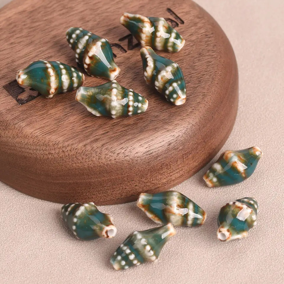 Ocean Conch Beads - Colorful Ceramic for Jewelry Making