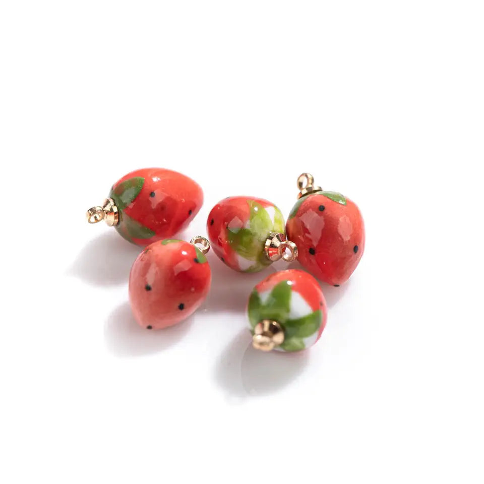Strawberry Ceramic Beads - Retro Jewelry Pendant
