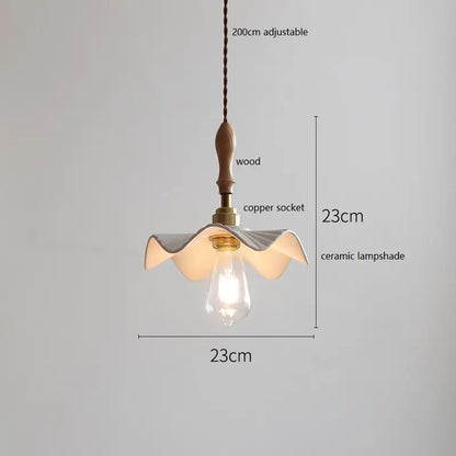IWHD Schmetterling Keramik LED Pendelleuchte neben Holzgriff Kupfer Sockel Home Decor Schlafzimmer Esszimmer Wohnzimmer Licht Hängelampe