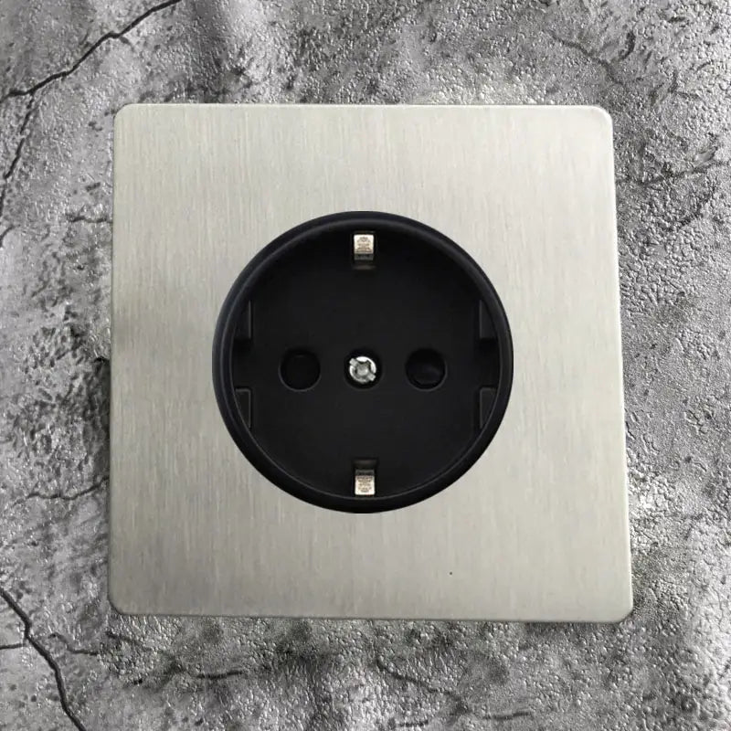 Matte Stainless Steel Wall Switch - USB & EU Outlet | sitezone test 02