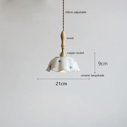 IWHD Schmetterling Keramik LED Pendelleuchte neben Holzgriff Kupfer Sockel Home Decor Schlafzimmer Esszimmer Wohnzimmer Licht Hängelampe