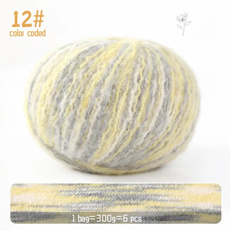 Gradient Mohair Yarn - 300g Colorful Blend for Knitting