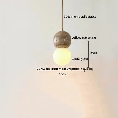 IWHD Cave Stone LED Pendant Lights Fixtures Yellow Travertine Restaurant Bedroom Living Room Modern Hanging Lamp Chandelier