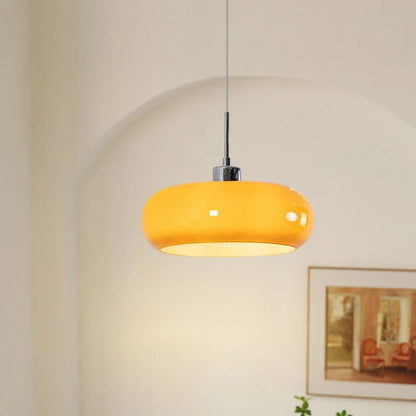 Orange Bauhaus Pendant Light | Glass & Steel