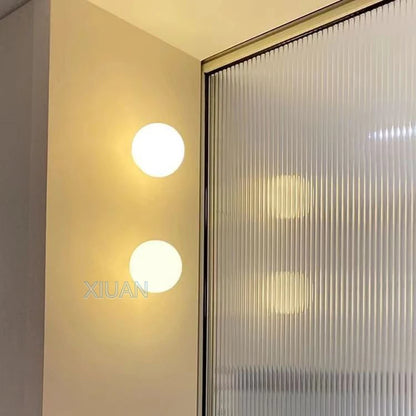 Ball Wall Light for Bedside | Milky White Round