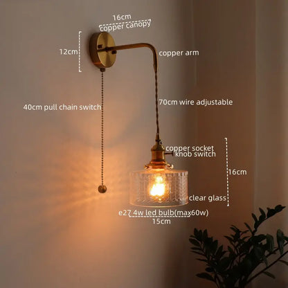 Vintage Green Glass Wall Sconce – Pull Chain Switch | sitezone test 02